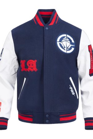 LA Clippers Classic Old English Rib Varsity Jacket