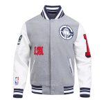 LA Clippers Classic Old English Rib Varsity Jacket - Image 2