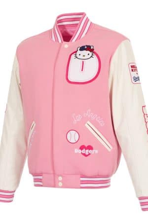 LA Dodgers Hello Kitty Pink Varsity Jacket