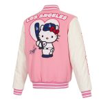 LA Dodgers Hello Kitty Pink Varsity Jacket - Image 2