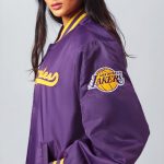 LA Lakers A Game Purple Varsity Satin Jacket