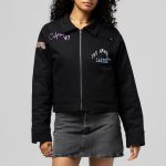 LA Lakers Black Mechanic Cropped Full-Zip Jacket