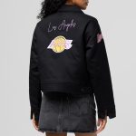LA Lakers Black Mechanic Cropped Full-Zip Jacket