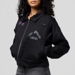 LA Lakers Black Mechanic Cropped Full-Zip Jacket
