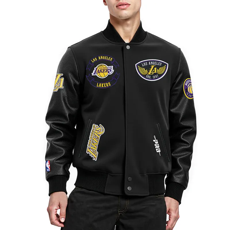 LA Lakers Born For Sport Black Varsity Jacket 01 LA Lakers Born For Sport Black Varsity Jacket