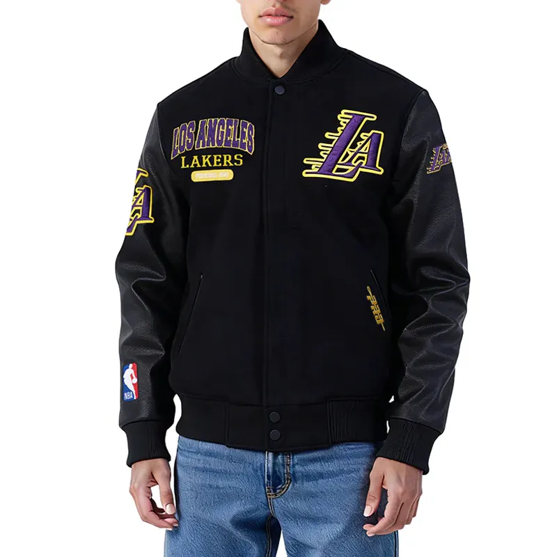 LA Lakers City Arch Black Varsity Jacket 01 LA Lakers City Arch Black Varsity Jacket