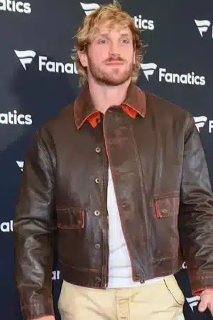 Logan Paul Super Bowl LX Brown Leather Jacket