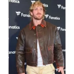 Logan Paul Super Bowl LX Brown Leather Jacket