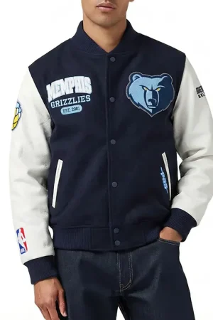 Memphis Grizzlies City Arch Navy and White Varsity Jacket