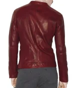 Men’s Casual Red Burnished Dual Zipper Jacket