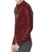 Men’s Casual Red Burnished Dual Zipper Jacket