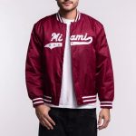 Miami Heat A Game Burgundy Varsity Satin Jacket