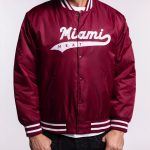 Miami Heat A Game Burgundy Varsity Satin Jacket