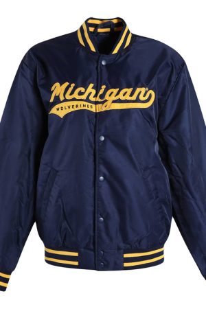 Michigan Wolverines A Game Navy Varsity Satin Jacket