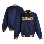 Michigan Wolverines A Game Navy Varsity Satin Jacket