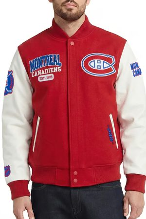 Montreal Canadiens City Arch Red and White Varsity Jacket