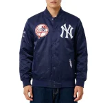 NY Yankees City Arch Navy Satin Jacket