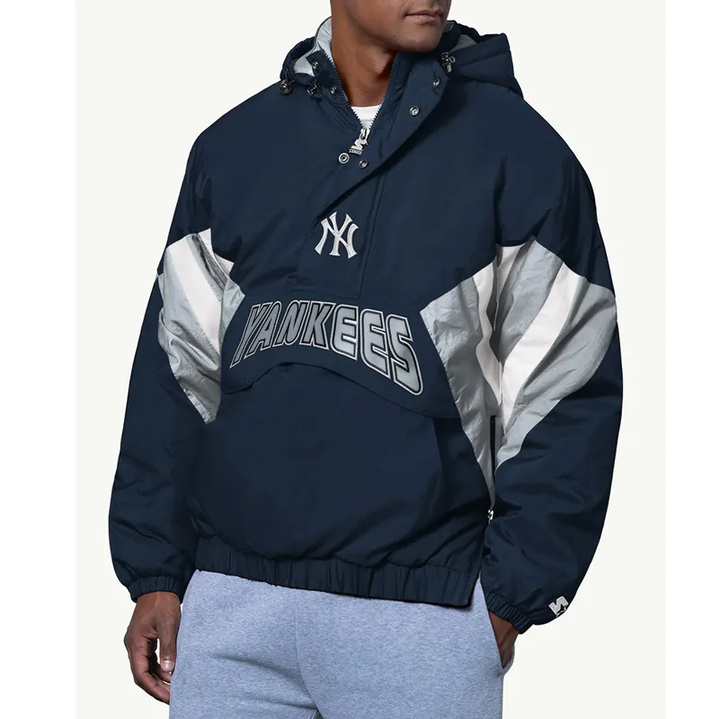 NY Yankees Classic Breakaway Pullover Hooded Jacket 01 NY Yankees Classic Breakaway Pullover Hooded Jacket