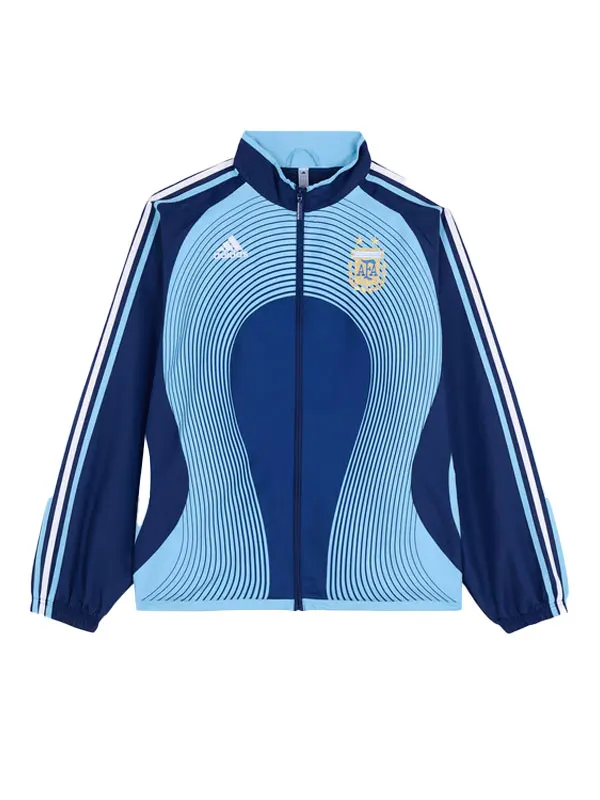 NYC-Timothee-Chalamet-Track-Jacket Timothée Chalamet Argentina AFA Adidas Three Stripes, Concentric Wave Graphic Navy & Sky Blue Track Jacket