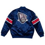 New Jersey Nets Heavyweight Navy Satin Jacket - Image 2