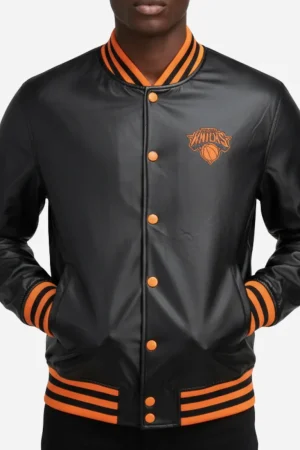 New York Knicks Leather Varsity Jacket