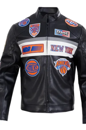 New York Knicks Moto Black Leather Jacket