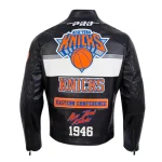 New York Knicks Moto Black Leather Jacket - Image 2