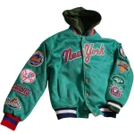New York Sports Teams Kelly Green Varsity Jacket