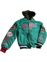 New York Sports Teams Kelly Green Varsity Jacket