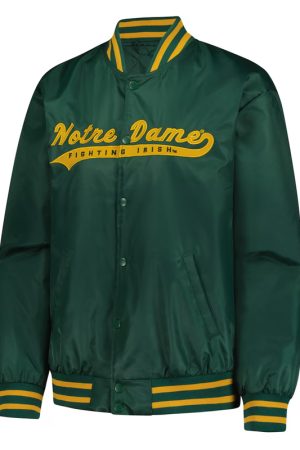Notre Dame Fighting Irish A Game Green Varsity Satin Jacket