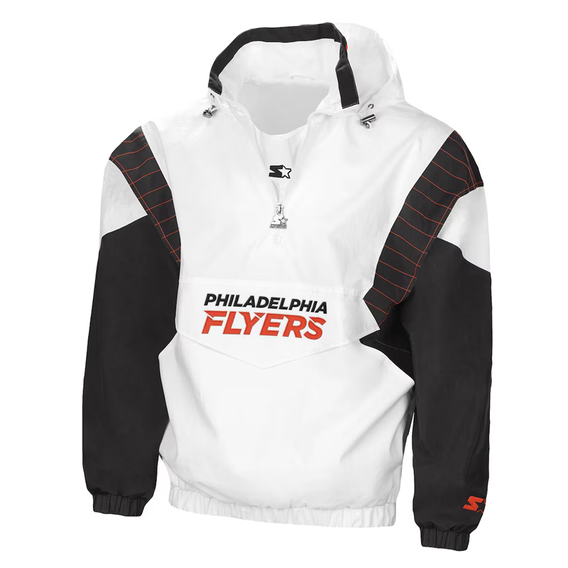 Philadelphia Flyers White & Black Breakaway Anorak Hooded Jacket 01 Philadelphia Flyers White & Black Breakaway Anorak Hooded Jacket