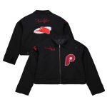 Philadelphia Phillies Black Mechanic Cropped Full-Zip Jacket