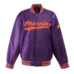Phoenix Suns A Game Purple Varsity Satin Jacket - Image 4