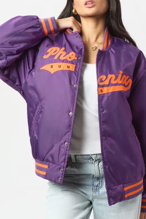 Phoenix Suns A Game Purple Varsity Satin Jacket