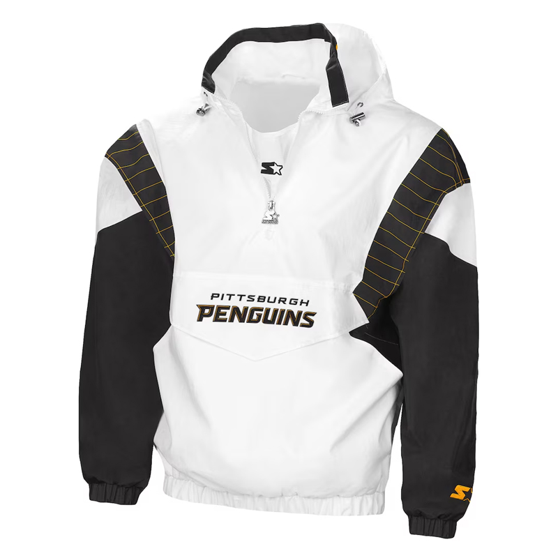 Pittsburgh Penguins White & Black Breakaway Anorak Hooded Jacket 01 Pittsburgh Penguins White & Black Breakaway Anorak Hooded Jacket
