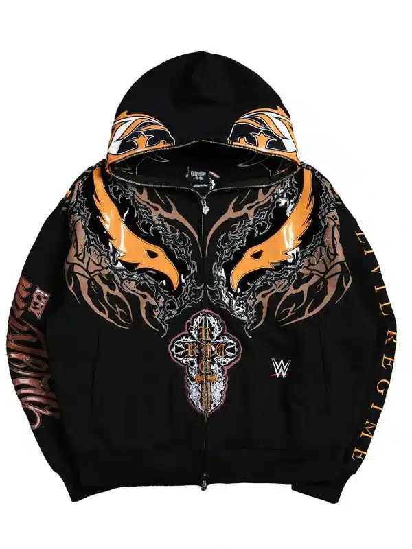 Rey Mysterio Oro Civil Regime Black Hooded Jacket 01 Rey Mysterio Oro Civil Regime Black Hooded Jacket