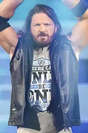 Royal Rumble 2026 AJ Styles Black Leather Vest