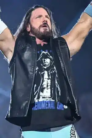 Royal Rumble 2026 AJ Styles Black Leather Vest