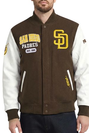 San Diego Padres City Arch Brown and White Varsity Jacket