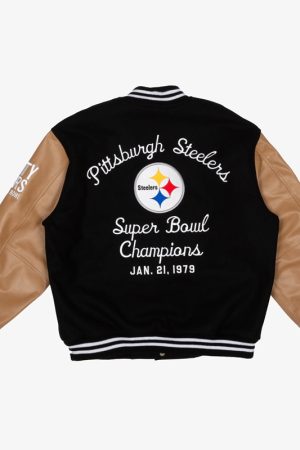 Super Bowl 1979 Pittsburgh Steelers Black and Brown Varsity Jacket