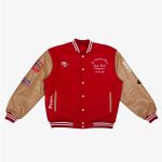 Super Bowl 1989 San Francisco 49ers Red and Brown Varsity Jacket