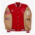 Super Bowl 1989 San Francisco 49ers Red and Brown Varsity Jacket