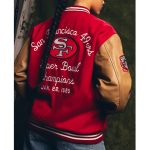 Super Bowl 1989 San Francisco 49ers Red and Brown Varsity Jacket