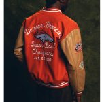 Super Bowl 1998 Denver Broncos Orange and Brown Varsity Jacket