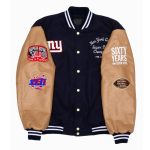 Super Bowl 2008 NY Giants Navy and Brown Varsity Jacket