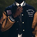 Super Bowl 2008 NY Giants Navy and Brown Varsity Jacket