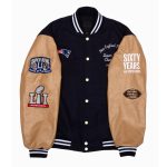 Super Bowl 2017 New England Patriots Navy and Brown Varsity Jacket