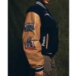 Super Bowl 2017 New England Patriots Navy and Brown Varsity Jacket