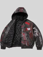 Shop Supreme SS26 Guns White And Black Leather Hooded Jacket For Sale