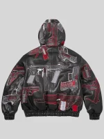 Shop Supreme SS26 Guns White And Black Leather Hooded Jacket For Sale